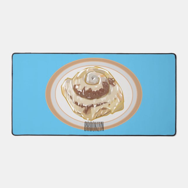 Cinnamon roll cartoon illustration desk mat (Front)