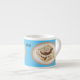 Cinnamon roll cartoon illustration  espresso cup