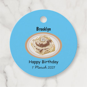 Cinnamon roll cartoon illustration favour tags