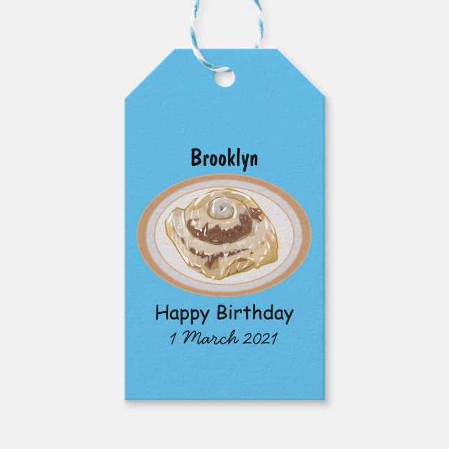 Cinnamon roll cartoon illustration gift tags (Front)