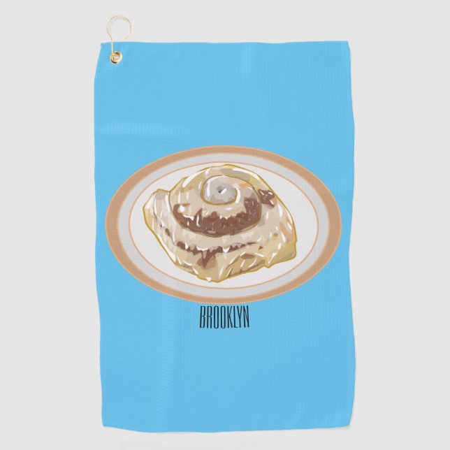 Cinnamon roll cartoon illustration  golf towel (Front)