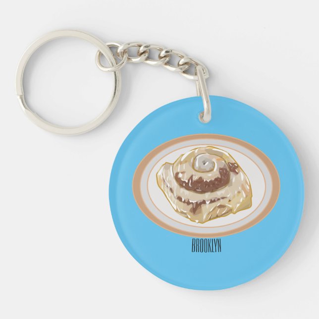 Cinnamon roll cartoon illustration key ring (Front)