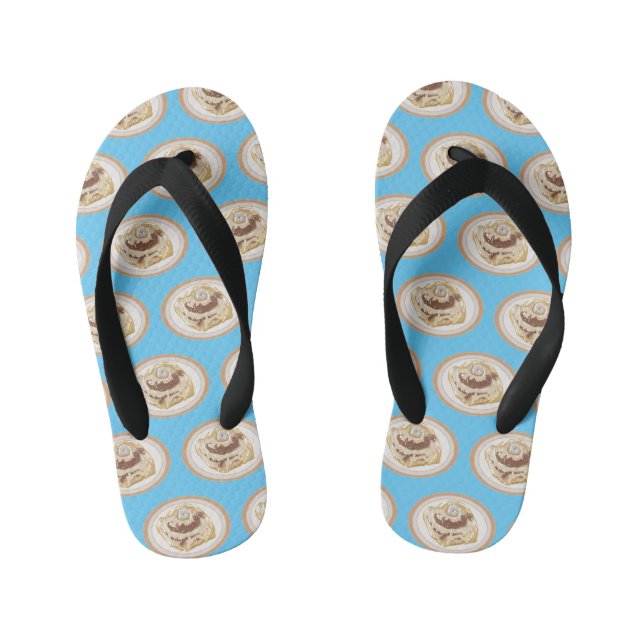 Cinnamon roll cartoon illustration kid's jandals (Footbed)