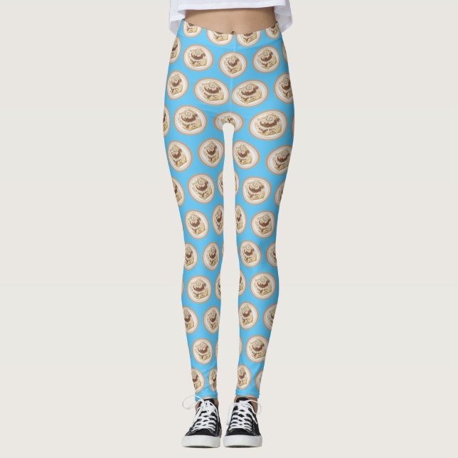 Cinnamon roll cartoon illustration leggings (Front)