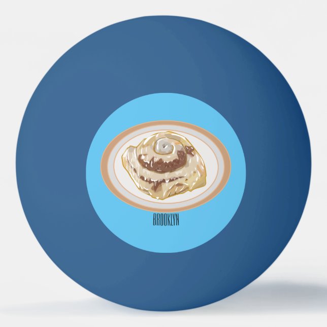 Cinnamon roll cartoon illustration ping pong ball (Front)