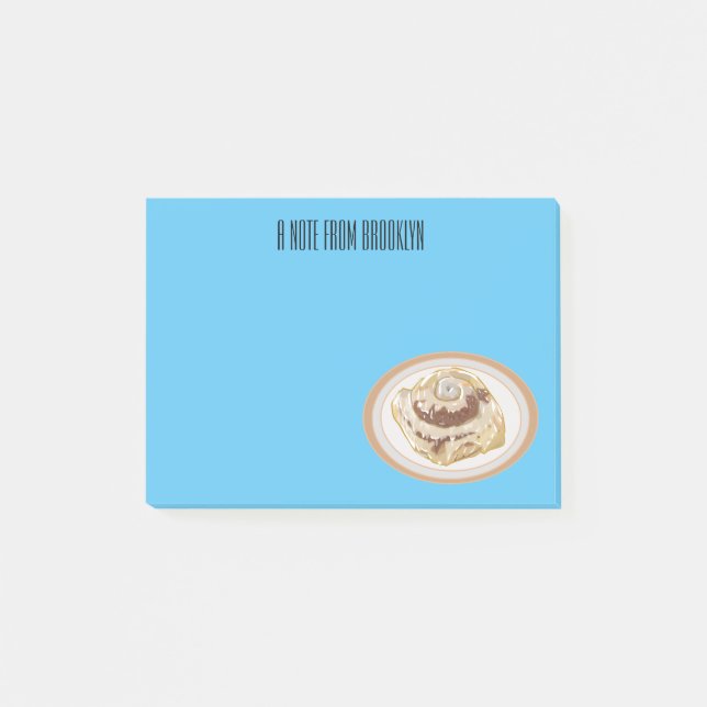 Cinnamon roll cartoon illustration  post-it notes (Front)