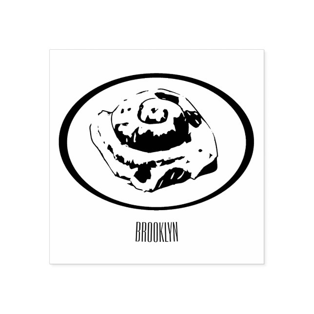 Cinnamon roll cartoon illustration rubber stamp (Imprint)