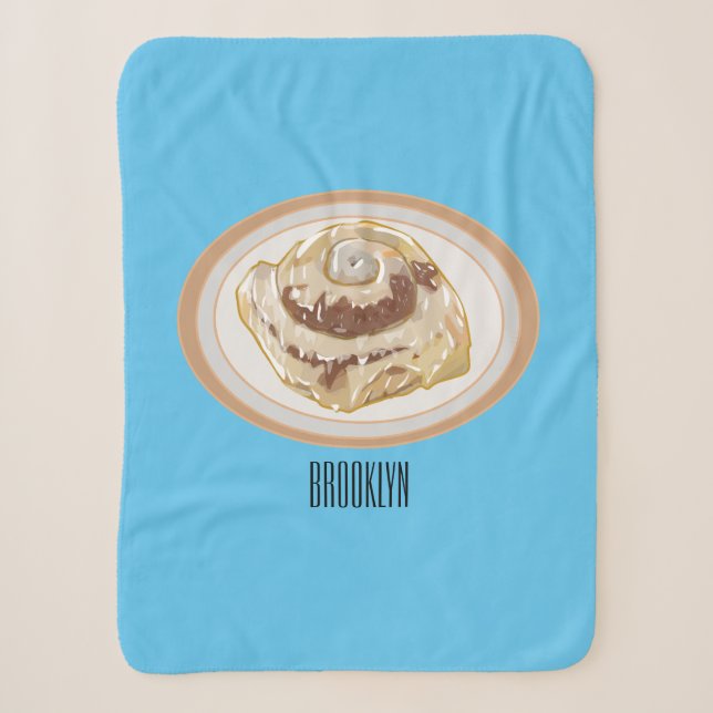 Cinnamon roll cartoon illustration sherpa blanket (Front)