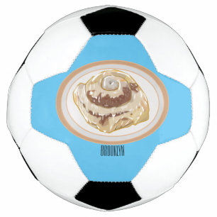 Cinnamon roll cartoon illustration soccer ball