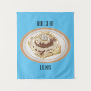 Cinnamon roll cartoon illustration  tapestry