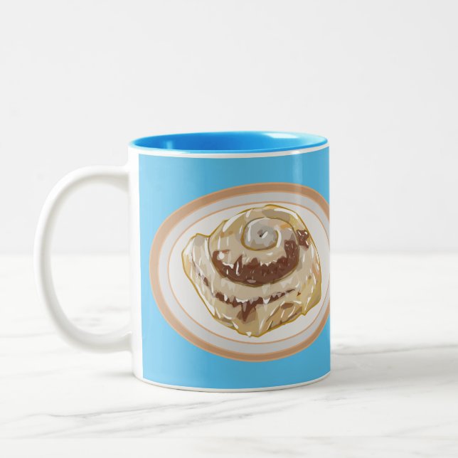 Cinnamon roll cartoon illustration  Two-Tone coffee mug (Left)
