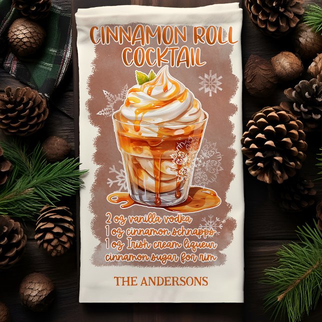 Cinnamon Roll Christmas Cocktail Recipe Custom Tea Towel (Creator Uploaded)