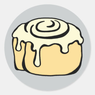 Cinnamon Roll Honey Bun Cartoon Design Grey Classic Round Sticker