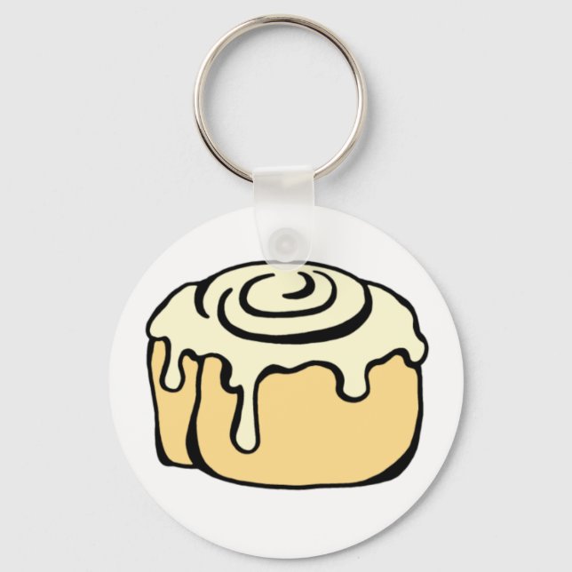 Cinnamon Roll Honey Bun Cartoon Design Key Ring (Front)