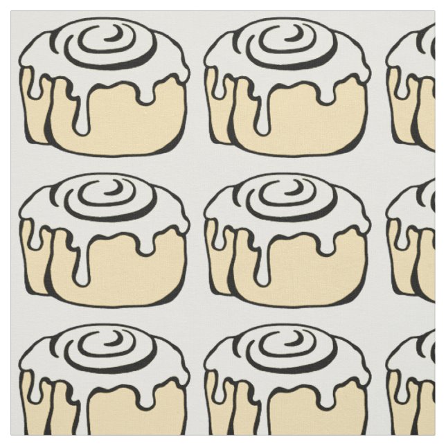 Cinnamon Roll Honey Bun Cute Cartoon Design Fabric (Swatch)
