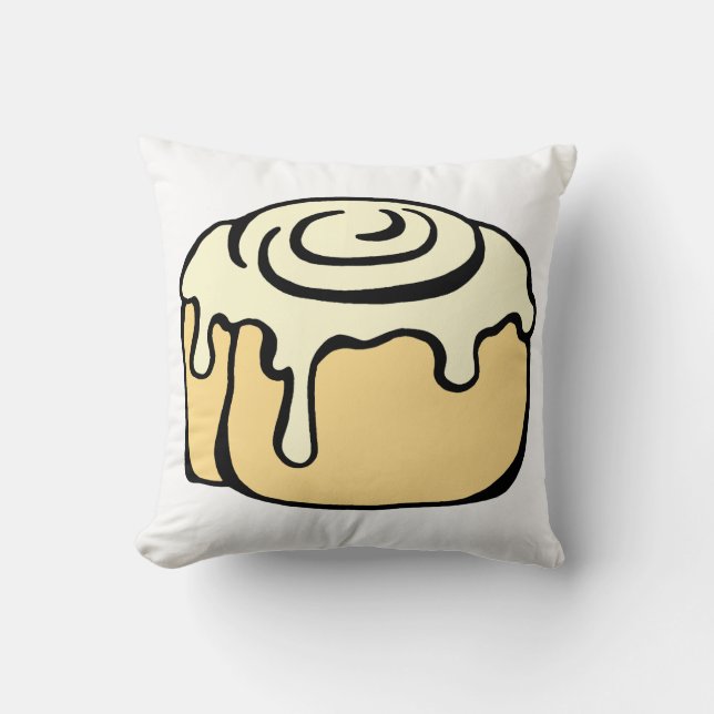 Cinnamon Roll Honey Bun Cute Cartoon Design White Cushion (Front)