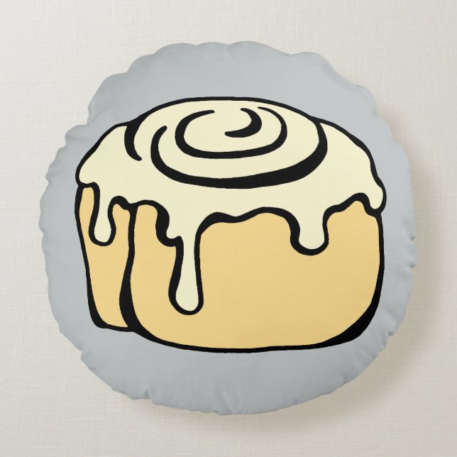 Cinnamon Roll Honey Bun Cute Funny Cartoon Grey Round Cushion (Front)