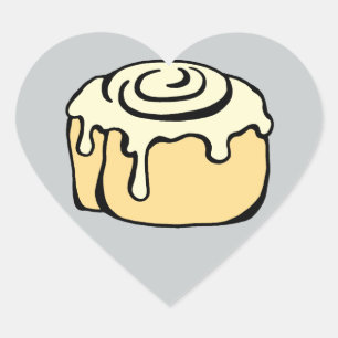 Cinnamon Roll Honey Bun Grey Cartoon Design Cute Heart Sticker