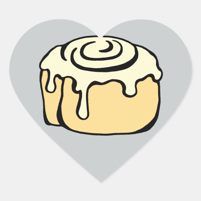 Cinnamon Roll Honey Bun Grey Cartoon Design Cute Heart Sticker (Front)
