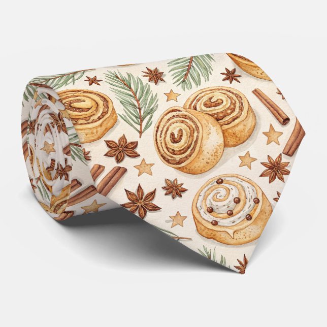 Cinnamon Rolls and Spices - Holiday Baking Tie (Rolled)