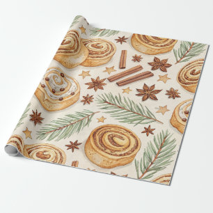 Cinnamon Rolls and Spices - Holiday Baking Wrapping Paper