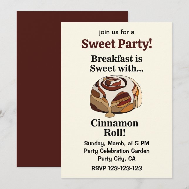 Cinnamon Rolls Cute Sweet Breakfast Invitation (Front/Back)
