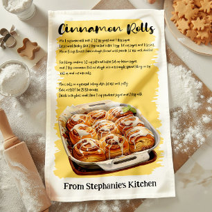 Cinnamon Rolls Recipe Personalised Tea Towel