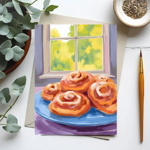 Cinnamon Rolls Watercolor Bakery Postcard