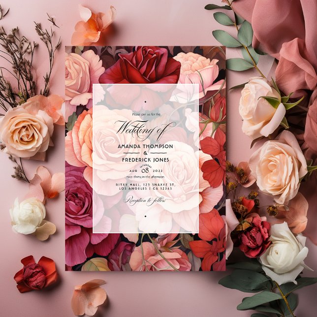 Cinnamon Rose and Dusty Rose Floral Wedding Invitation (Creator Uploaded)
