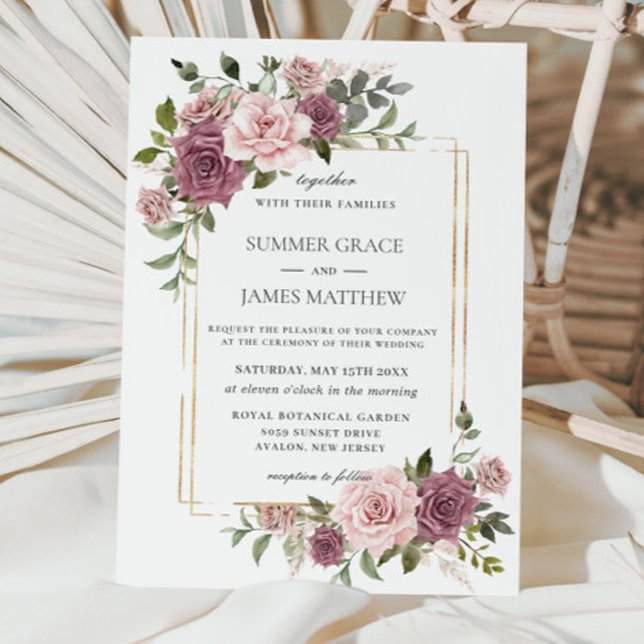 Cinnamon Rose Blush Floral Greenery Boho Wedding Invitation (Creator Uploaded)