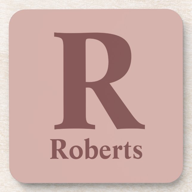 Cinnamon Rose Initial/First/Family Name Coaster (Front)