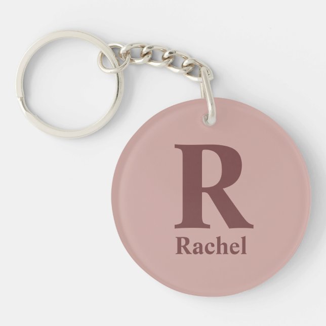 Cinnamon Rose Initial/First/Family Name Key Ring (Front)