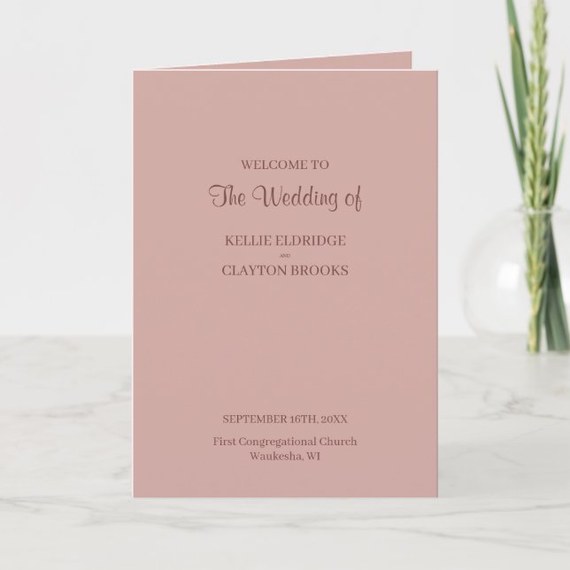 Cinnamon Rose Modern Minimalist Wedding Programme (Front)
