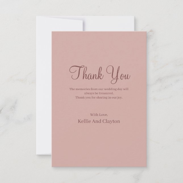 Cinnamon Rose Modern Minimalist Wedding Thank You Card (Front)
