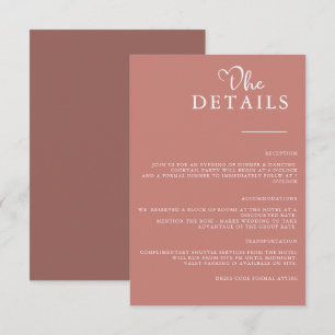 Cinnamon Rose Modern Simple Minimalist Wedding Enclosure Card