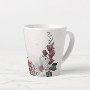 cinnamon rose pink & white floral greenery latte mug