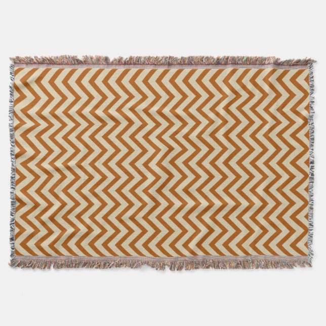 Cinnamon Spice Moods Chevrons Throw Blanket (Front)
