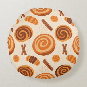 Cinnamon Swirls Throw Blanket – Warm Autumn  Round Cushion