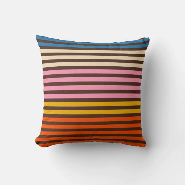 Cinq Stripe Retro Modern Striped Pattern Cushion (Front)