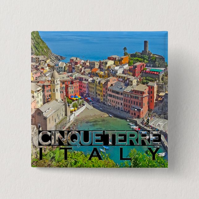 Cinque Terre 15 Cm Square Badge (Front)