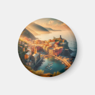 Cinque Terre Beach Italy Vintage Europe Travel Magnet