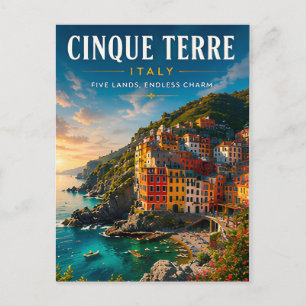 🌅 Cinque Terre Italy Coastal Village Postcard