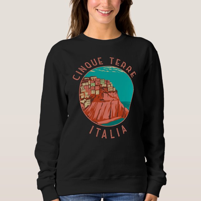 Cinque Terre Italy Distressed Circle Vintage Sweatshirt (Front)