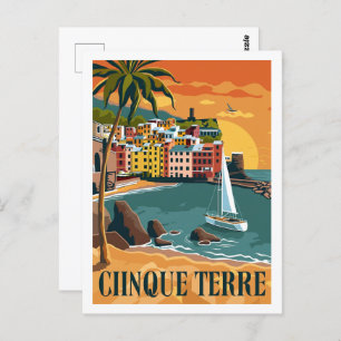 Cinque Terre Italy Famous Vintage Travel Place Postcard