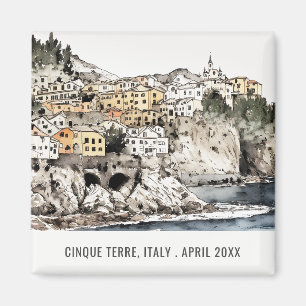 Cinque Terre Italy Sea Watercolor Italian Travel Magnet
