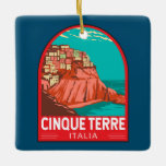 Cinque Terre Italy Travel Art Vintage Ceramic Ornament<br><div class="desc">Cinque Terre retro travel art design. Cinque Terre is a string of centuries-old seaside villages on the rugged Italian Riviera coastline.</div>