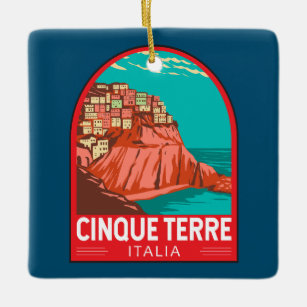Cinque Terre Italy Travel Art Vintage Ceramic Ornament