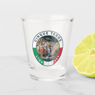 Cinque Terre Italy Watercolor Vintage Circle Shot Glass