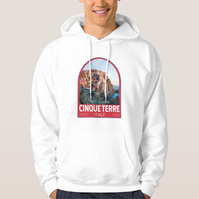 Cinque Terre Italy Watercolor Vintage Hoodie (Front)