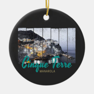 Cinque Terre Manarola Riomaggiore Italian vintage Ceramic Tree Decoration